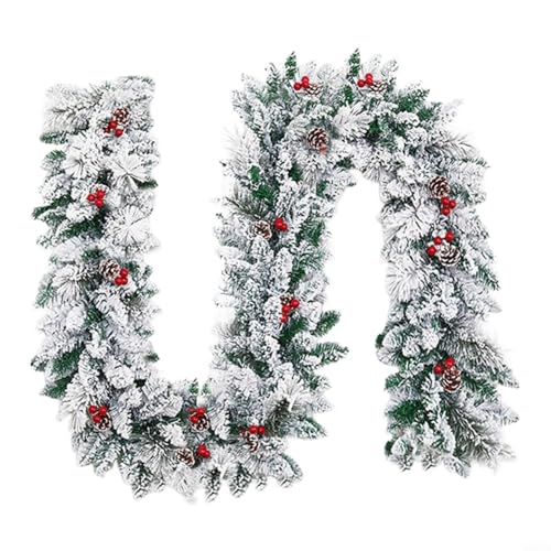 HEIBTENY Dekorierte Weihnachtsgirlande für den Innenbereich, festliche PVC-Reben-Kranz, für Kaminsims, Geländer, Tür, 1,8 m, 2,7 m, Weiß / Grün HEIBTENY Dekorierte Weihnachtsgirlande für den Innenbereich, festliche PVC-Reben-Kranz, für Kaminsims, Geländer, Tür, 1,8 m, 2,7 m, Weiß / Grün von HEIBTENY