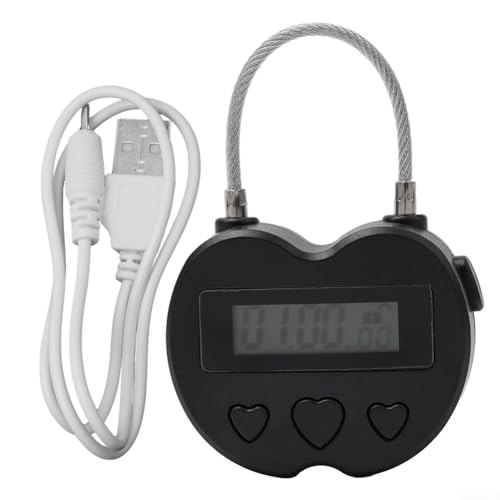 HEIBTENY Digitale Zeitschloss,Mit LCD-Display Multifunktionaler,99 Stunden Max Timing Lock,Intelligentes Zeitschloss,Wiederaufladbares USB Sicherheits Vorhängeschloss,Kontrolle Über Handysucht(Black) von HEIBTENY