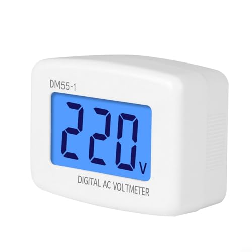 HEIBTENY Digitales Voltmeter vom Steckertyp Voltmeter vom Stifttyp weiß ABS Wechselspannungsmesser DM55-1 mit LCD-Display 80-300 V AC-Voltmeter 56 * 60 * 41mm(EU Plug) von HEIBTENY