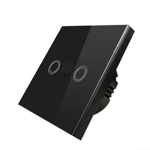 HEIBTENY Doppelter Dimmerschalter Für LED-Lampe/Glühbirne, 2-fach 1-Wege-Touch-Lichtschalter, 110–240 V, 30% – 90% Dimmen, Touch-Steuerung Und LED-Hintergrundbeleuchtung(black) von HEIBTENY