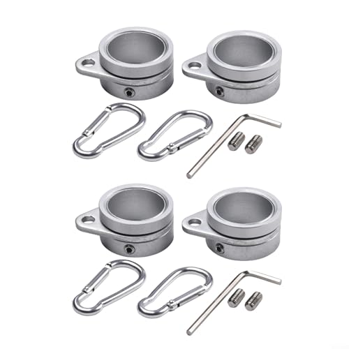 HEIBTENY Fahnenmast-Ringe aus Aluminiumlegierung, um 360 ° drehbar, Anti-Wrap, rostfreie Clips für Fahnenmasten mit 1,9 cm Durchmesser, für den Außenbereich, Garten, Hof, Flagge, Dekoration, 4 Stück von HEIBTENY