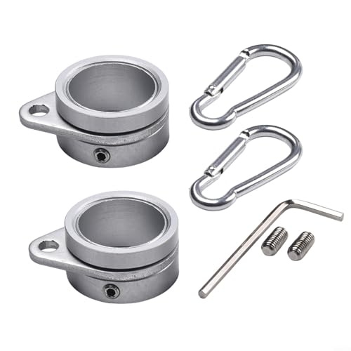 HEIBTENY Fahnenmast-Ringe aus Aluminiumlegierung, um 360 ° drehbar, rostfreie Clips für Fahnenmasten mit einem Durchmesser von 1,9 cm, für den Außenbereich, Garten, Hof, Flaggendekoration (2 Stück) von HEIBTENY