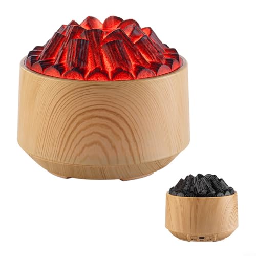 HEIBTENY Flammeneffekt-USB-Luftbefeuchter, 7-Farben-Lichter Aromatherapie-Diffusor, intelligente Timer-Einstellungen und leiser Betrieb, Flammennebelhersteller für Zuhause, Büro, Zimmer (B) von HEIBTENY