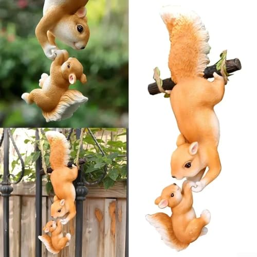 HEIBTENY Garten Eichhörnchen Figur Dekorative Outdoor Skulptur Harz Tier Statue Blumentopf Halter Terrasse Rasen Hof Kunst von HEIBTENY