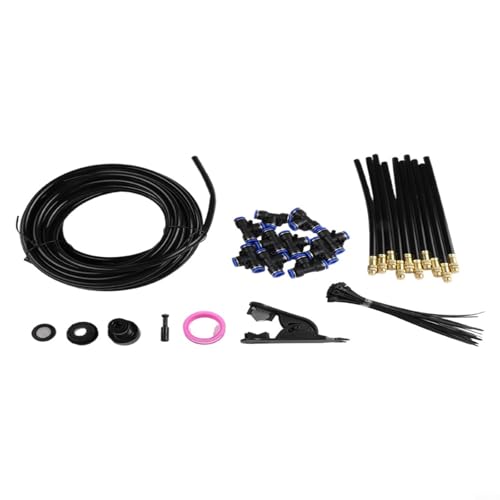 HEIBTENY Garten-Nebelsystem-Kit mit verstellbaren 360°-Sprinklern, automatische Bewässerungsausrüstung, schnelle Installation, Nebelbewässerung, für Garten, Hof, Rasen, Gewächshaus (15 m) von HEIBTENY