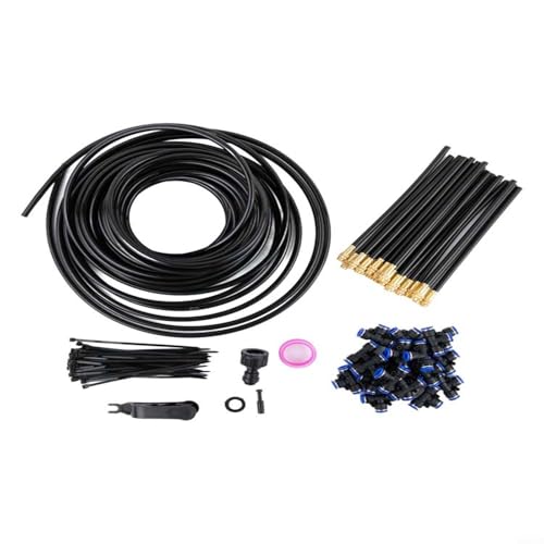 HEIBTENY Garten-Nebelsystem-Kit mit verstellbaren 360°-Sprinklern, automatische Bewässerungsausrüstung, schnelle Installation, Nebelbewässerung, für Garten, Hof, Rasen, Gewächshaus (5 m) von HEIBTENY