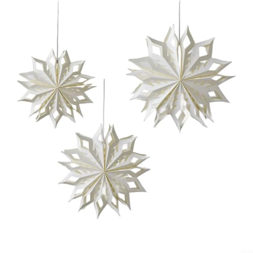 HEIBTENY Holiday Cheer DIY Papier Schneeflocke Dekorationen Set Weiß Origami Weihnachten Ornamente für Home Party Fenster 3 Größen 55cm 45cm 35cm (A) von HEIBTENY