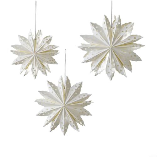 HEIBTENY Holiday Cheer DIY Papier Schneeflocke Dekorationen Set Weiß Origami Weihnachten Ornamente für Home Party Fenster 3 Größen 55cm 45cm 35cm (B) von HEIBTENY