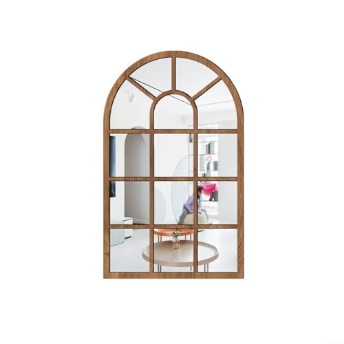 HEIBTENY Holz-Acryl-Spiegel-Wandaufkleber, 3D-Imitat, Fenster-Design, selbstklebende Dekoration, Halbmondform, Heimdekoration, 42 x 27 cm (Holz) von HEIBTENY