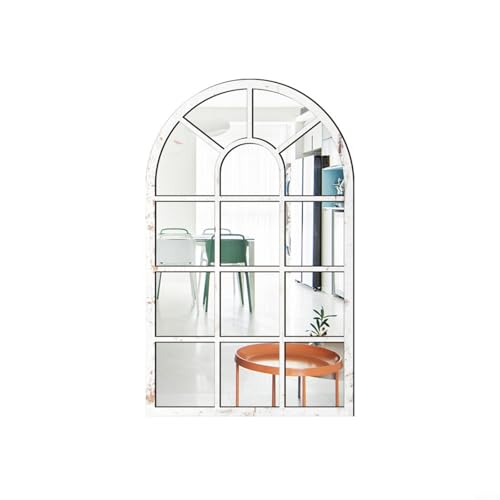 HEIBTENY Holz-Acryl-Spiegel-Wandaufkleber, 3D-Imitat, Fenster-Design, selbstklebende Dekoration, Halbmondform, Heimdekoration, 42 x 27 cm (weiß) von HEIBTENY