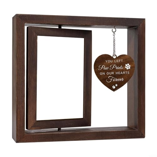 HEIBTENY Holz-Bilderrahmen für Hunde, doppelseitig, drehbar, mit Herz, Haustier-Memory-Display, MDF, Braun, 23 x 20,5 cm HEIBTENY Holz-Bilderrahmen für Hunde, doppelseitig, drehbar, mit Herz, Haustier-Memory-Display, MDF, Braun, 23 x 20,5 cm von HEIBTENY