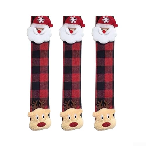 HEIBTENY Küchentürgriff-Abdeckungen aus Vliesstoff, dekorativer Gerätegriffschutz mit 3D-Schneemann-Elch-Design für Kühlschrank, Mikrowelle (A) von HEIBTENY