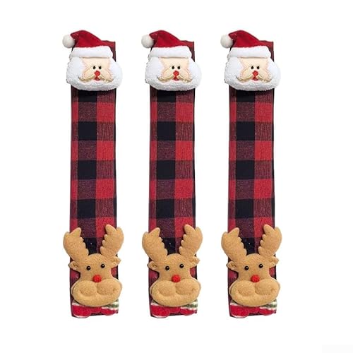 HEIBTENY Küchentürgriff-Abdeckungen aus Vliesstoff, dekorativer Gerätegriffschutz mit 3D-Schneemann-Elch-Design für Kühlschrank, Mikrowelle (B) von HEIBTENY