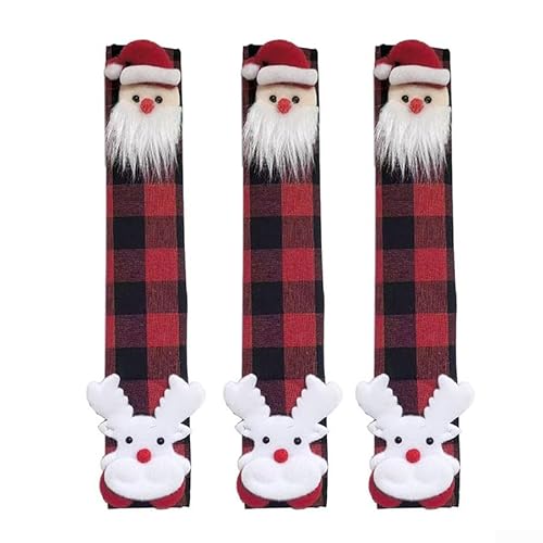 HEIBTENY Küchentürgriff-Abdeckungen aus Vliesstoff, dekorativer Gerätegriffschutz mit 3D-Schneemann-Elch-Design für Kühlschrank, Mikrowelle (H) von HEIBTENY