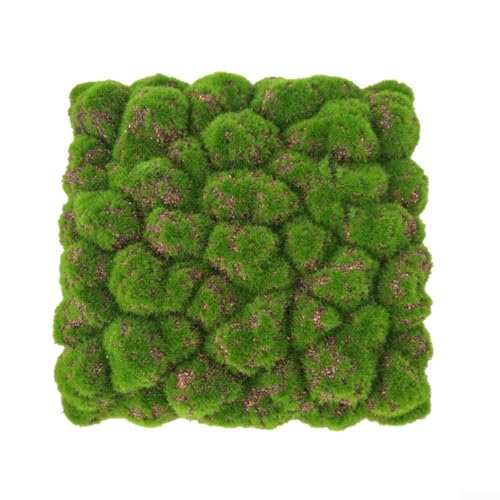 HEIBTENY Künstliche Moos Schaumstoffplatte 30x30cm beflockte Steinpflanze Grüner Brauner Hintergrund Wanddekoration für Innen Außen (4) von HEIBTENY