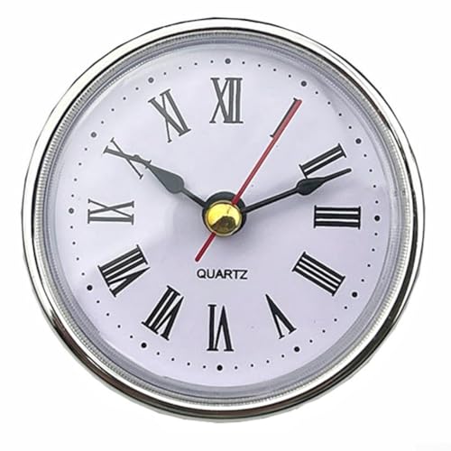 HEIBTENY M2188-65MM Uhr, Eingebettete Uhr,65 Mm Quarzuhr-Einsätze, Uhrwerkeinsatz, Ersatz-DIY-Teile, Römische Zahlen(Silver) von HEIBTENY