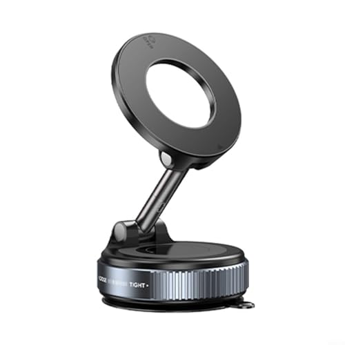 HEIBTENY Magnetische KFZ-Handyhalterung mit faltbarem, um 360° verstellbarem Halterungsständer, starke Vakuumhalterung für Armaturenbrett oder Windschutzscheibe, Einhandbedienung (schwarz) von HEIBTENY