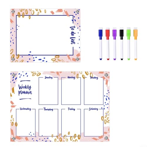 HEIBTENY Magnetischer Acryl-Wochenplaner für Kühlschrank, trocken abwischbare Nachrichtentafel mit 6 Whiteboard-Markern, transparentes Memoboard für die Küchenorganisation, 2 Stück HEIBTENY Magnetischer Acryl-Wochenplaner für Kühlschrank, trocken abwischbare Nachrichtentafel mit 6 Whiteboard-Markern, transparentes Memoboard für die Küchenorganisation, 2 Stück von HEIBTENY