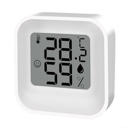 HEIBTENY Mini-Thermometer-Hygrometer mit großem LCD-Display, genaue Messungen für Ihre Innenumgebung (weiß) von HEIBTENY