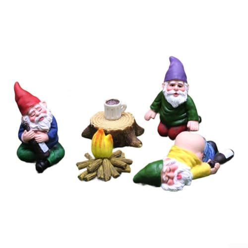 HEIBTENY Personalisierte Gartenzwerg Ornamente Harz dekorative Statuen Outdoor Indoor Rasen Hof Kunst Sammlung Home Display Set (6-teiliges Set) von HEIBTENY