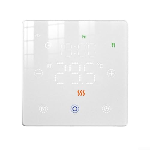 HEIBTENY Programmierbares WLAN-Thermostat mit Digitalanzeige für energieeffiziente Heizungssteuerung, Fernbedienung über und aktiviert (weiß) von HEIBTENY