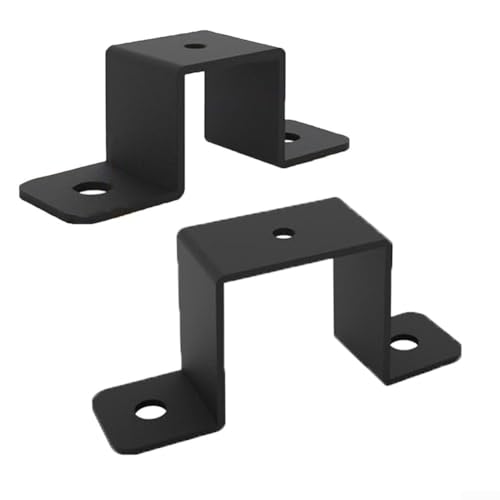 HEIBTENY Quadratische Rohrschelle aus Karbonstahl, U-Form, Verbindungsstück für Geländer, Rohre, schwarz, für Innen- und Außenbereich, 2 Stück / 4 Stück (2 Stück 5,1 cm) von HEIBTENY