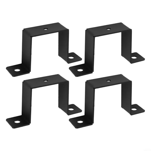 HEIBTENY Quadratische Rohrschelle aus Karbonstahl, U-förmige Verbindungshalterung für robuste Rohre, Geländer und Zaunpfosten, korrosionsbeständig, schwarzes Finish, für den Innen- und Außenbereich (4 von HEIBTENY