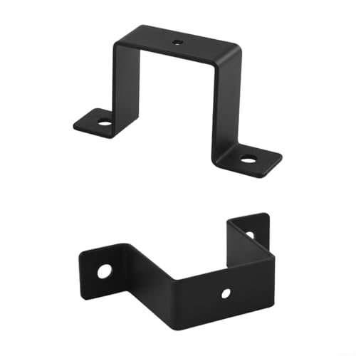 HEIBTENY Quadratische Rohrschelle aus Karbonstahl, U-förmige Verbindungshalterung für robuste Rohre, Geländer und Zaunpfosten, korrosionsbeständig, schwarzes Finish, für den Innen- und Außenbereich (2 von HEIBTENY