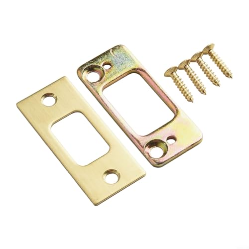 HEIBTENY Sicherheits Haustür Schließblech, Edelstahl Riegel-Schließblech, hohe Sicherheit, mit Distanzstück schließblech gartentor(Gold-1PCS) von HEIBTENY