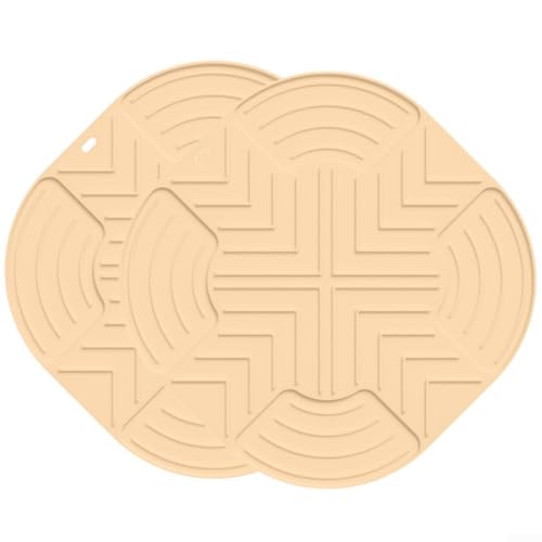 HEIBTENY Silikon-Heizkissen-Matte, Küchenthekenschutz, hitzebeständig, rutschfest, Kochmatte für Heißluftfritteuse, Blau, Grün, Beige (Beige) von HEIBTENY