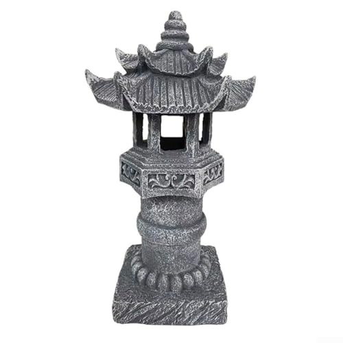 HEIBTENY Solarbetriebene Pagode Gartenlaterne Steinoptik dekoratives Licht asiatischer Zen-Stil Outdoor wasserdichte LED-Lampe für Terrasse Hof Weg Landschaft von HEIBTENY