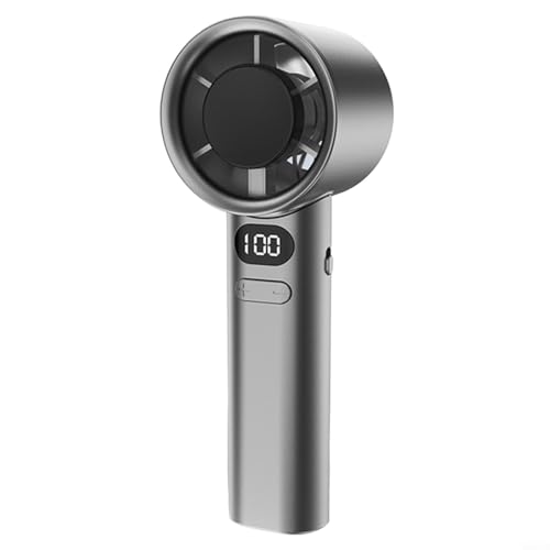 HEIBTENY Tragbarer Handventilator wiederaufladbar über USB, mit 100 Gänge, Bürstenloser Motor, 13.000 U/min Mini-Ventilator Schreibtisch-Ventilator mit LED-Display für Zuhause, Büro(grey) von HEIBTENY
