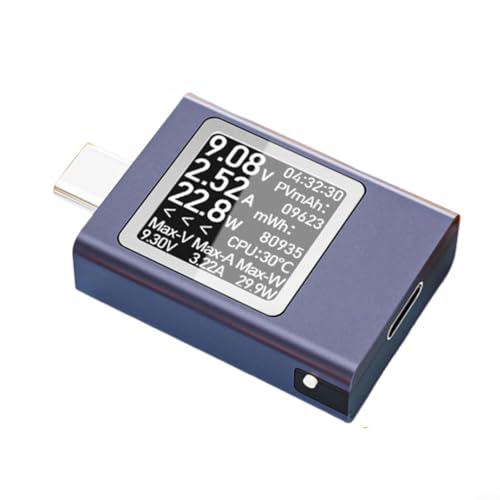 HEIBTENY USB C Tester Meter Messgerät, Typ-C-Spannungsprüfer HDC-085C DC 4,5–50V 43 * 25 * 10 mm Multimeter USB Power Meter Strommesser Spannung(A) von HEIBTENY