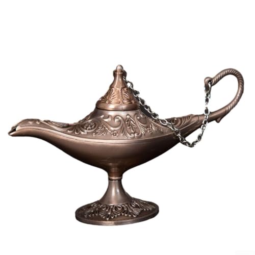 HEIBTENY Vintage-Legenden-Lampe, 2,5 * 4 * 7,5 Cm Aladdin-Zauberlampe Aus Metall Heimdekorationsornamente Wunschlaterne,Wunschlicht Lampe Heim-Tischdekoration, Bastel-Display(Red copper) von HEIBTENY