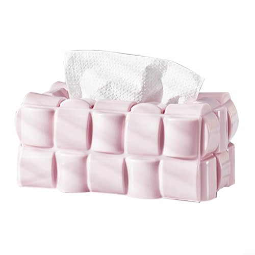 HEIBTENY Waffel-Taschentuchbox,Taschentuchboxhalter,Kosmetiktücher Box,Toilettenhandtuch-Aufbewahrungsbox Für Haushalt, Wandmontierte Papierbox,23.2 * 14.7 * 11CM(Pink) von HEIBTENY