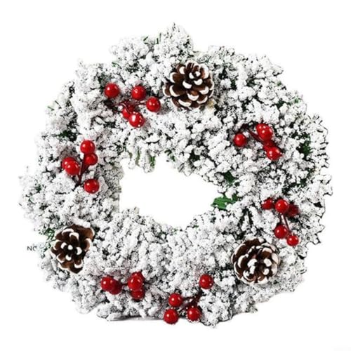 HEIBTENY Weihnachtskranz zum Aufhängen an der Tür, Fensterdekoration, rot, grün, PVC, Feiertagsdekoration, 32 cm Durchmesser, für drinnen und draußen, festliche Dekoration (E) von HEIBTENY
