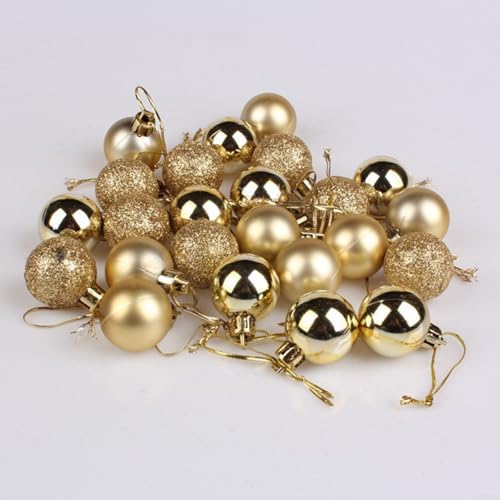 HEIBTENY Weihnachtskugeln 24 Stücke ∅ 3CM Glänzend Weihnachtskugeln Plastik Weihnachtsbaumkugeln Für Weihnachtsdeko Mit Aufhängen Christbaumkugeln Christbaumschmuck Set (Gold) von HEIBTENY