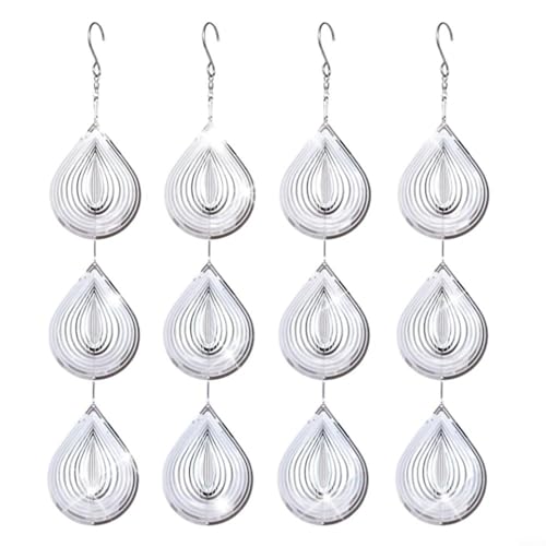 HEIBTENY Windspiel, reflektierend, zum Aufhängen, für Garten, Outdoor-Dekoration, Metall, Ornament, Abschreckung, Spatzen, Schwalbenschutz, Terrasse, Fenster (Wassertropfen) von HEIBTENY