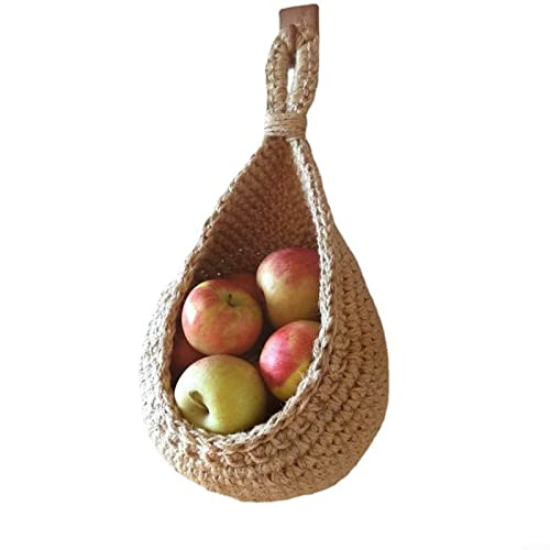 Hängekorb Obstkorb Hängend Wandkorb,Hängende Wand Gemüse Obst Körbe Jute Eco hängenden Korb Baumwollseil，Wandkorb Kann In Küche Deko,Wohnzimmer,Veranda von HEIBTENY