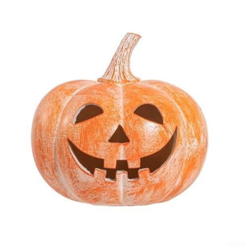 Handgefertigte Herbst-Kürbis-Dekoration mit hohlem Innenraum für LED-Lichter, geeignet für die Präsentation auf Regalen, Kaminsims oder Tischplatten im Innenbereich (17 cm) von HEIBTENY