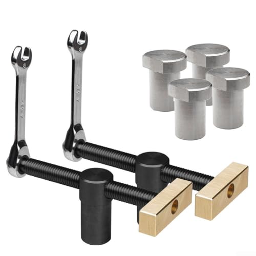 Holzbearbeitungsbankhakenklemmen mit verstellbarer Ratschenschraube und Messinganschlag, entworfen für präzises Spannen in Werkstattumgebungen (schwarz) von HEIBTENY