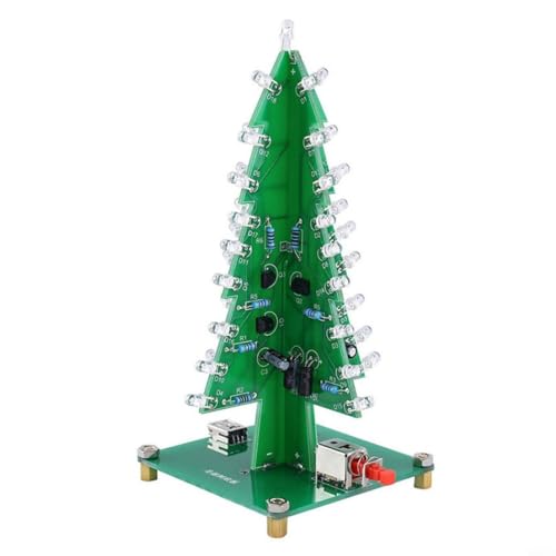 Interaktives Elektronik-Projekt, bauen Sie Ihren eigenen 3D-LED-Weihnachtsbaum mit hellen LEDs und detaillierten Anleitungen (7 Farben) von HEIBTENY