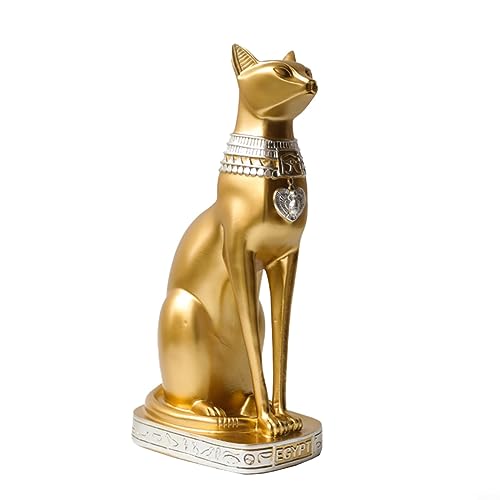 Kreative ägyptische Bastet Sammlerfigur Bronzepulver gemischt mit Harz Katze Göttin Statue Kerzenhalter von HEIBTENY