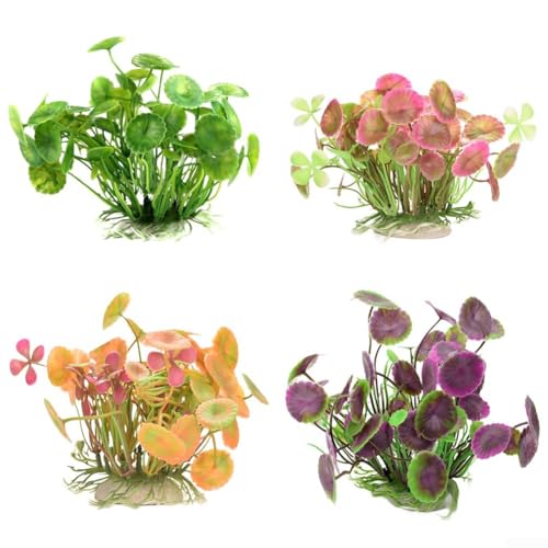 Künstliche Aquarium-Pflanzen-Set, 4 Stück, Kunststoff, kleine Größe, fischfreundlich für Süßwassertanks Künstliche Aquarium-Pflanzen-Set, 4 Stück, Kunststoff, kleine Größe, fischfreundlich für Süßwassertanks von HEIBTENY