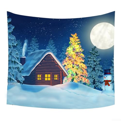Lebendiger Wandbehang mit weihnachtlichem Motiv mit buntem Schneeszenen-Design für Festlichkeiten (B) von HEIBTENY
