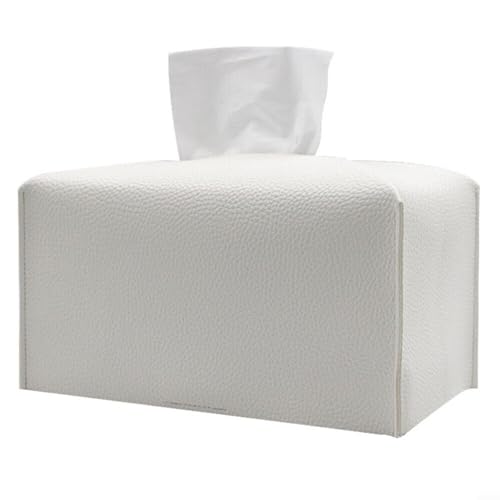 Leder Tissue Box Cover Halter Quadratische Tissues Fall Rolle Papier Dispenser(White) von HEIBTENY