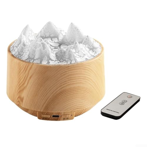 Luftbefeuchter mit Fernbedienung und buntem Flammeneffekt für eine warme Atmosphäre (flache Holzmaserung) von HEIBTENY
