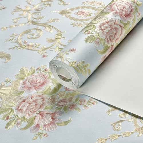 Lustige und kreative 3D-Blumen-Wandaufkleber lassen Ihr Schlafzimmer mühelos hervorstechen (53 cm x 3 m, 713-blau) von HEIBTENY