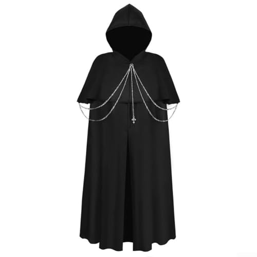 Mittelalter Umhang Umhang Umhang Vintage Gothic Design für Damen Herren Geeignet für Cosplay Renaissance Kostüm Gebrauch (M Schwarz) von HEIBTENY