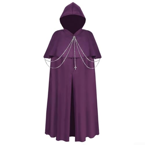 Mittelalter Umhang Umhang Umhang Vintage Gothic Design für Damen Herren Geeignet für Cosplay Renaissance Kostüm Gebrauch (XL Lila) von HEIBTENY